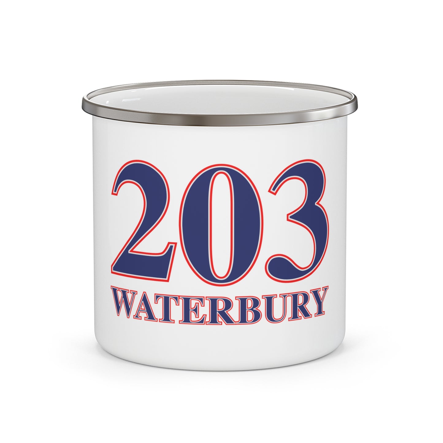 203 Waterbury Red White & Blue Enamel Camping Mug
