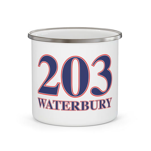 203 Waterbury Red White & Blue Enamel Camping Mug