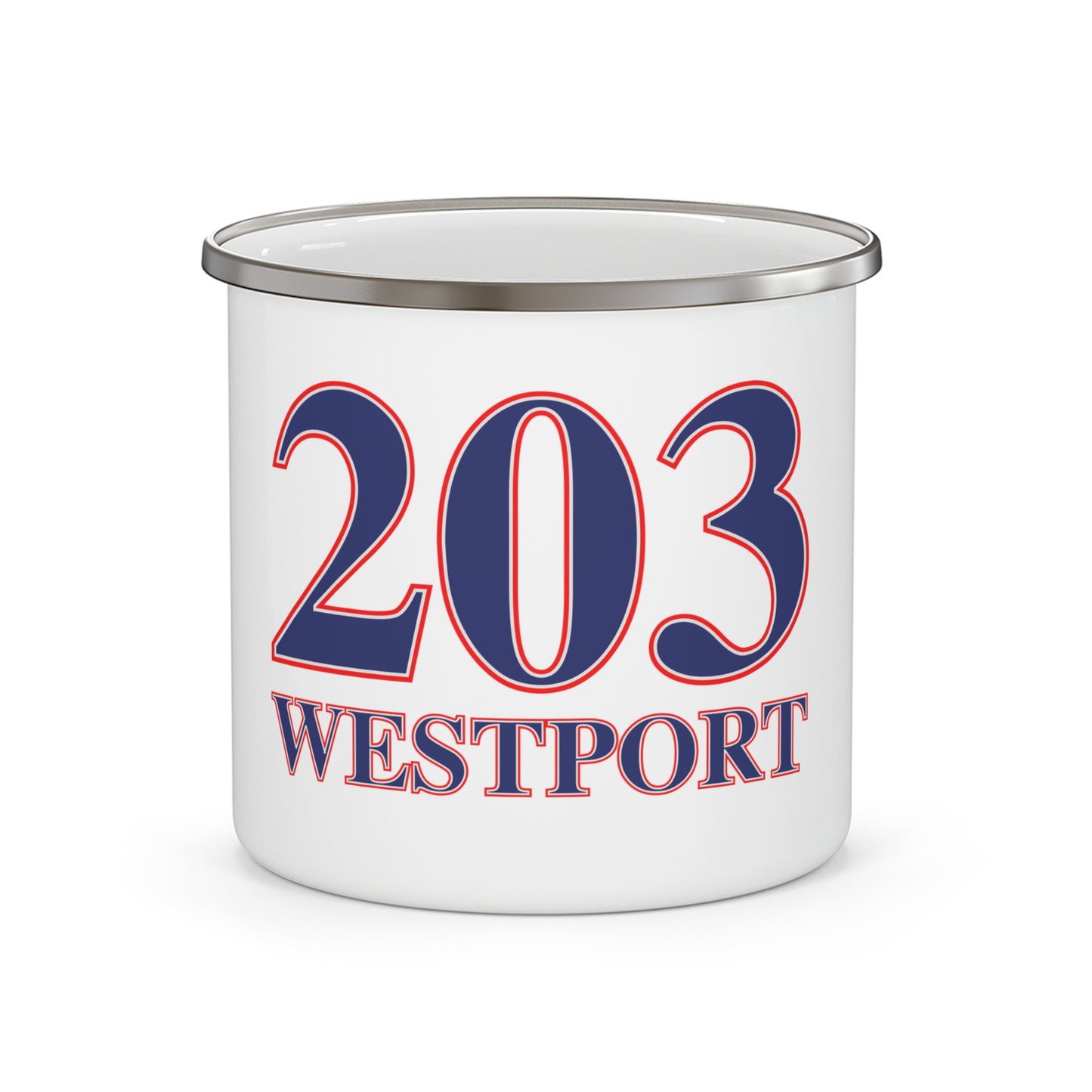 203 Westport Red White & Blue Enamel Camping Mug