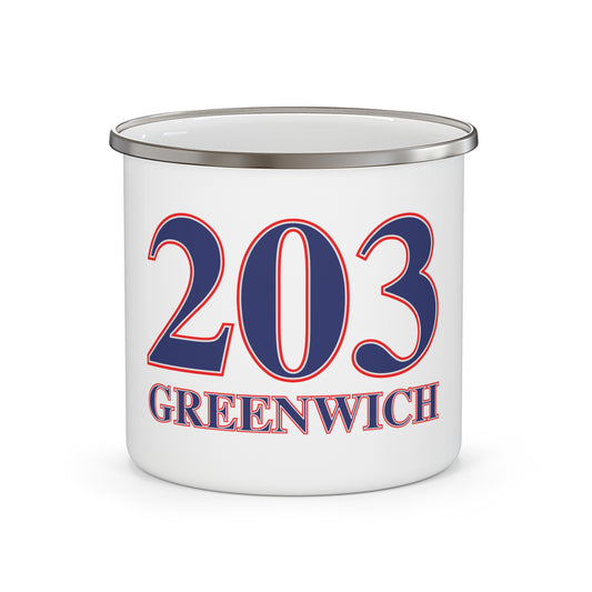 203 Greenwich Red White & Blue  Enamel Camping Mug