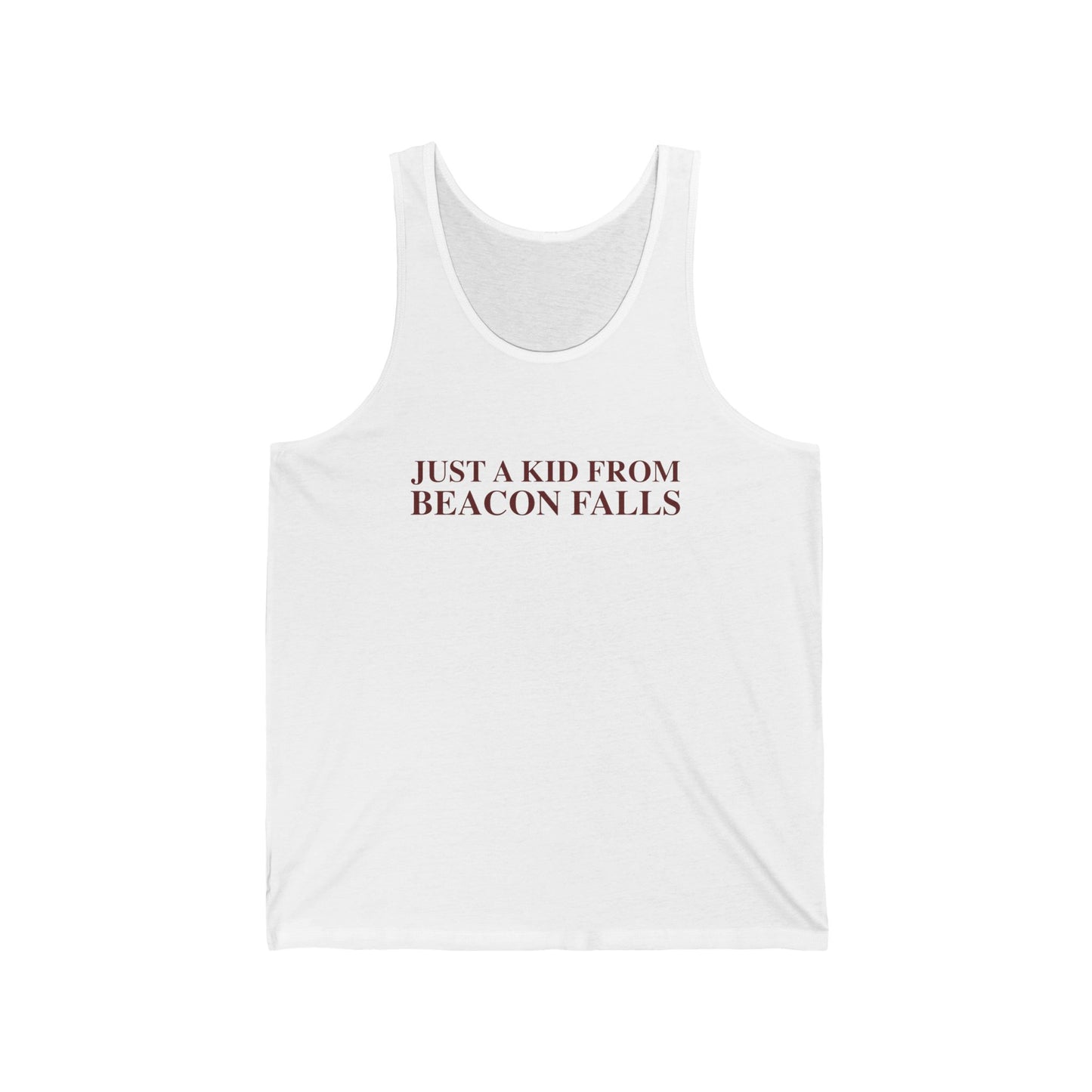 Just a kid from Beacon Falls Unisex Jersey Tank Top