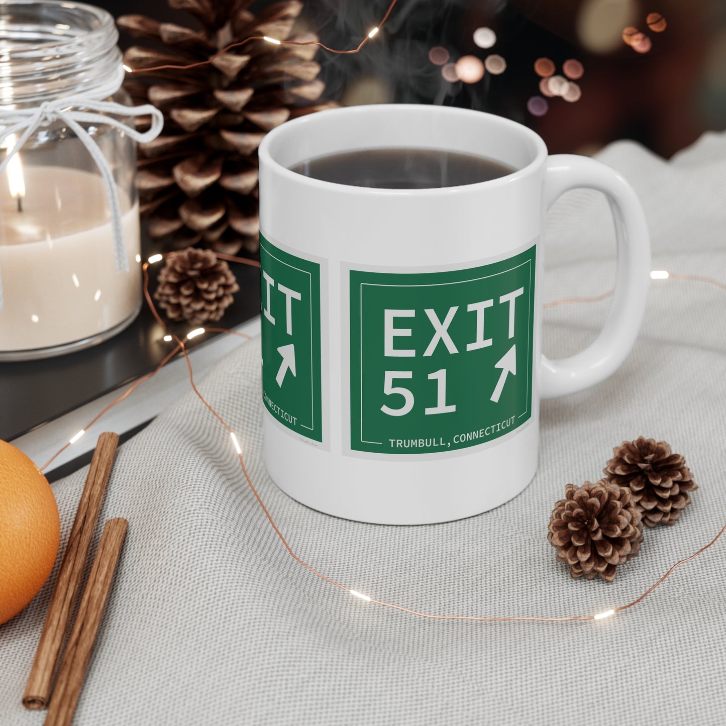 Vintage Exit 51 Merritt Parkway Sign Mug 11oz