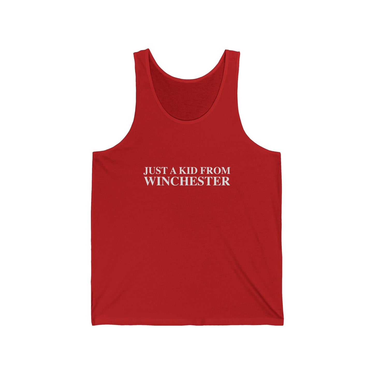 Just a kid from Winchester Unisex Jersey Tank Top