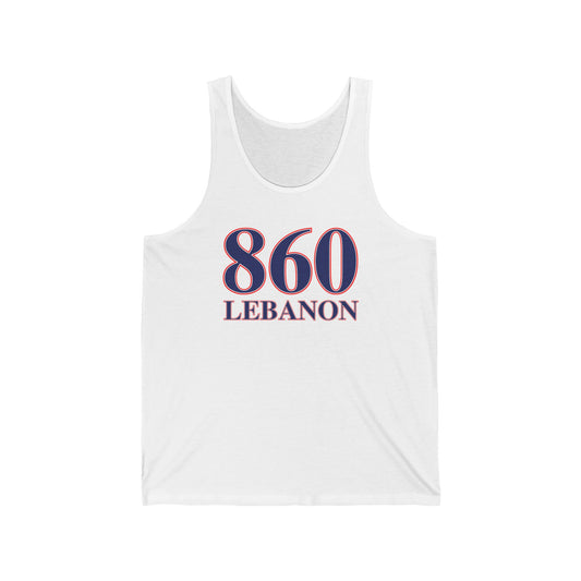 860 Lebanon Red White & Blue Unisex Jersey Tank Top