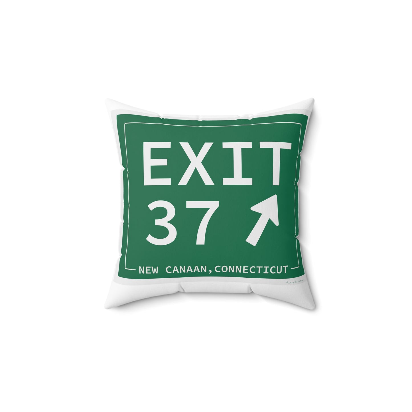 Vintage Exit 37 Merritt Parkway Sign Spun Polyester Square Pillow