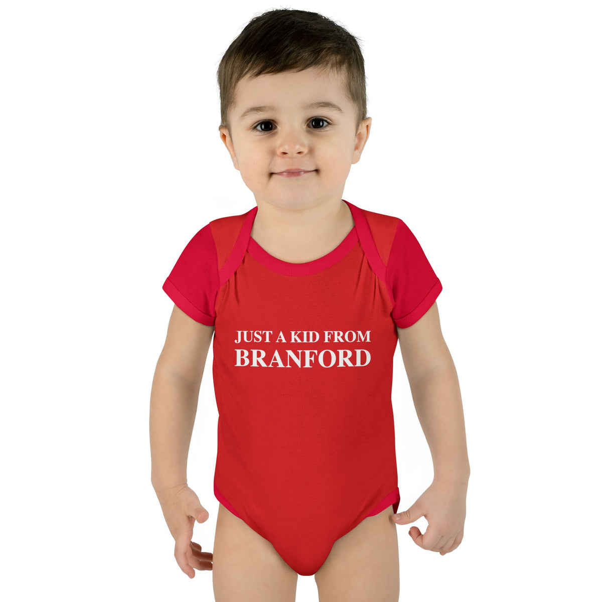 Just a kid from Branford Infant Baby Rib Bodysuit