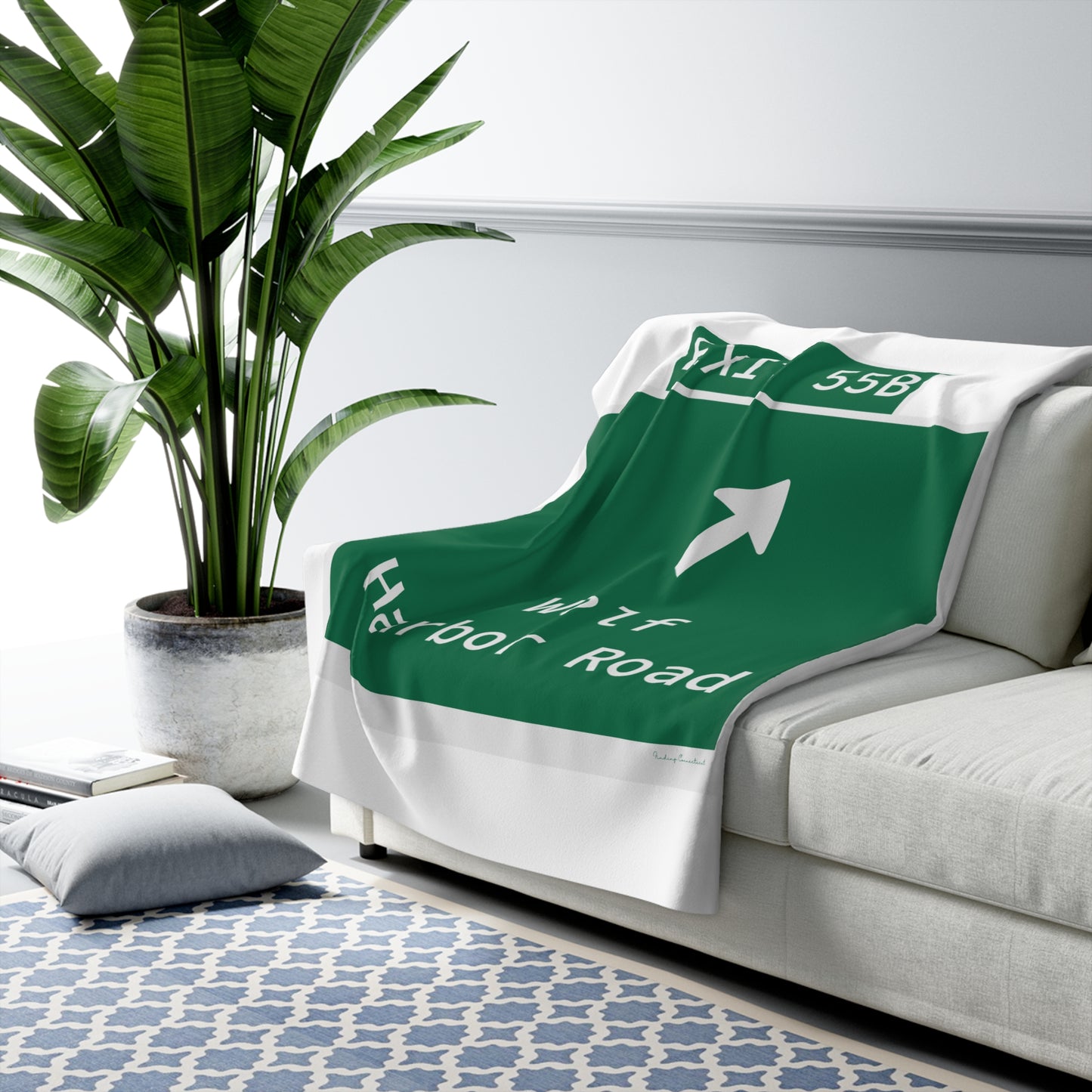 Vintage WCP Exit 55B Sign Sherpa Fleece Blanket