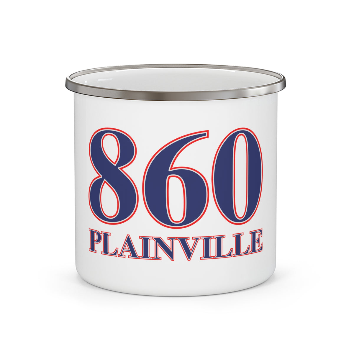 860 Plainville Red, White & Blue Enamel Camping Mug