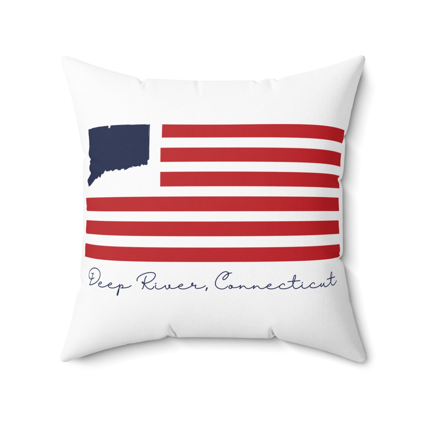 Deep River Connecticut Flag Spun Polyester Square Pillow