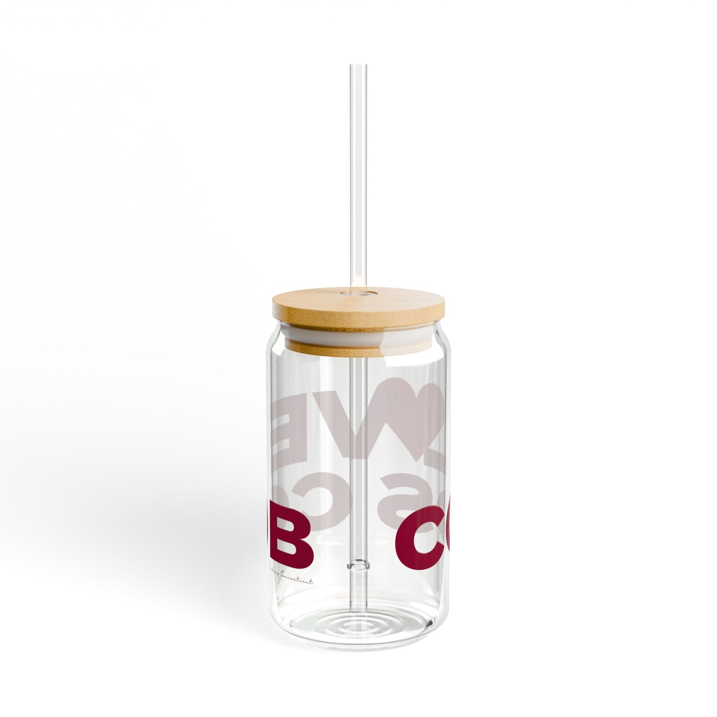 Love Cos Cob Glass Can with Straw and Lid, 16oz