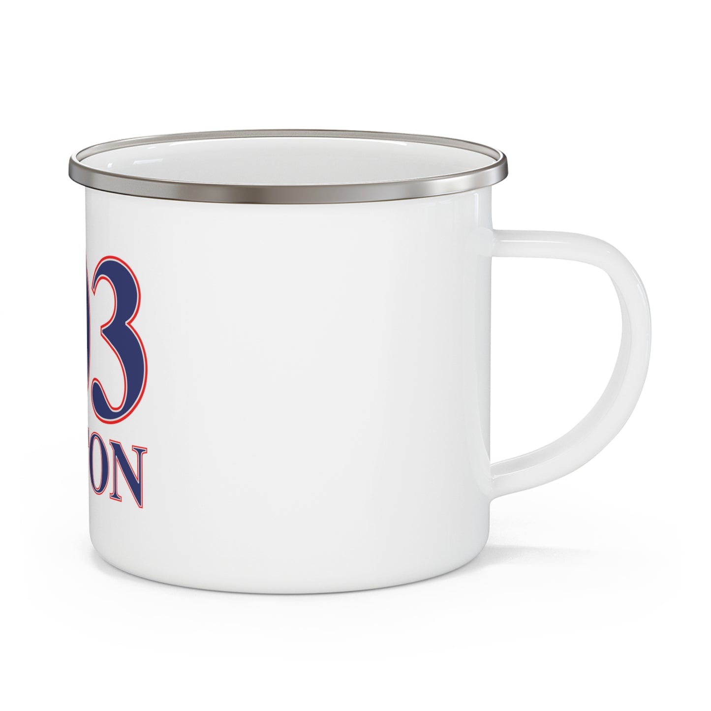 203 Easton Red White & Blue Enamel Camping Mug