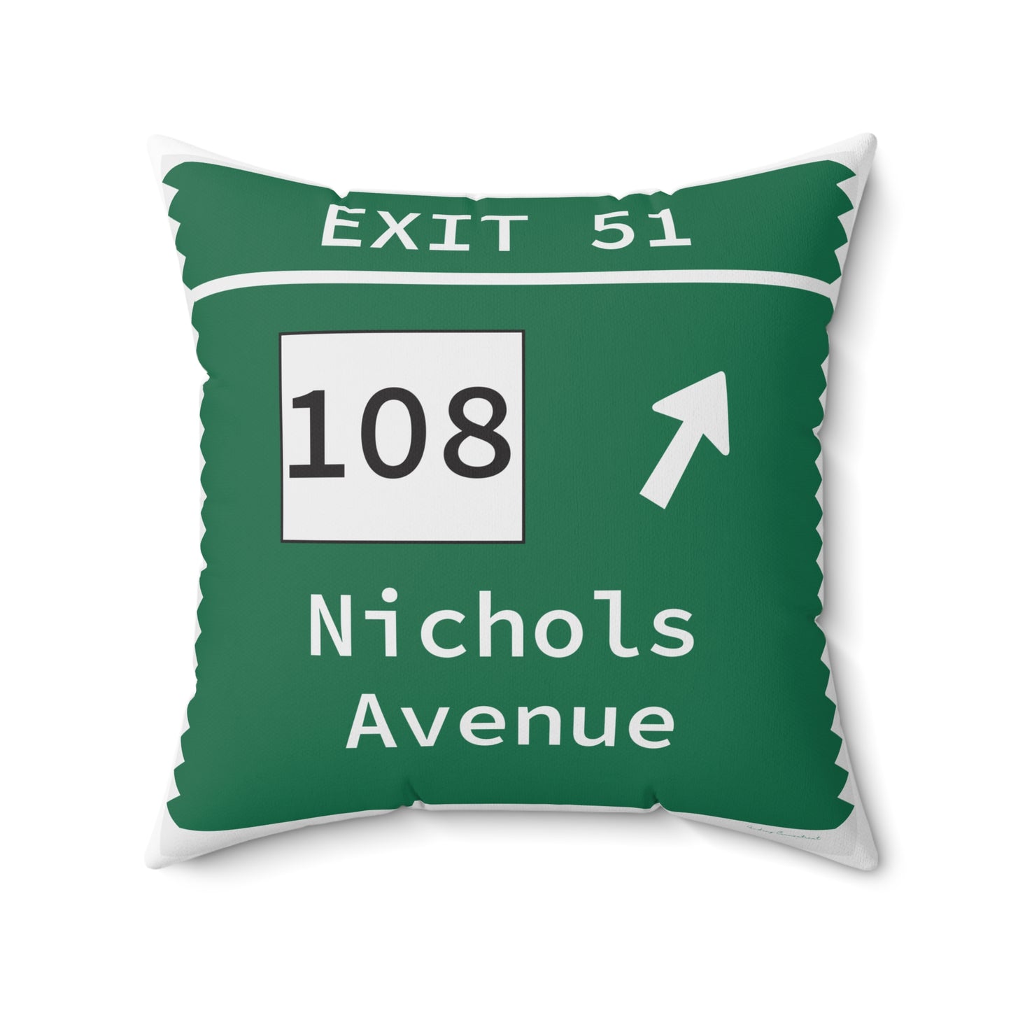 Vintage Merritt Parkway Exit 51 Sign Spun Polyester Square Pillow