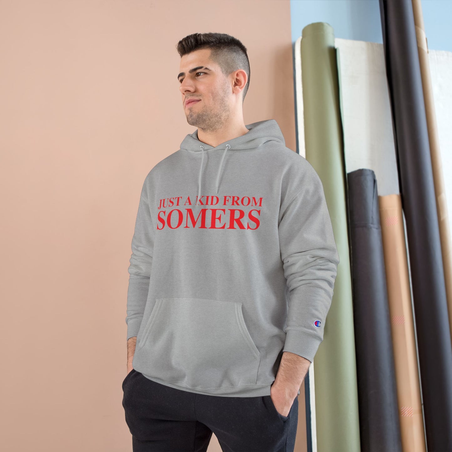 Just a kid from Somers Champion Hoodie