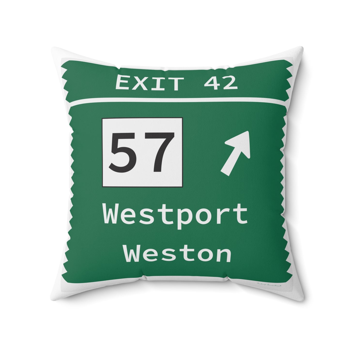 Vintage Merritt Parkway Exit 42 Sign Spun Polyester Square Pillow