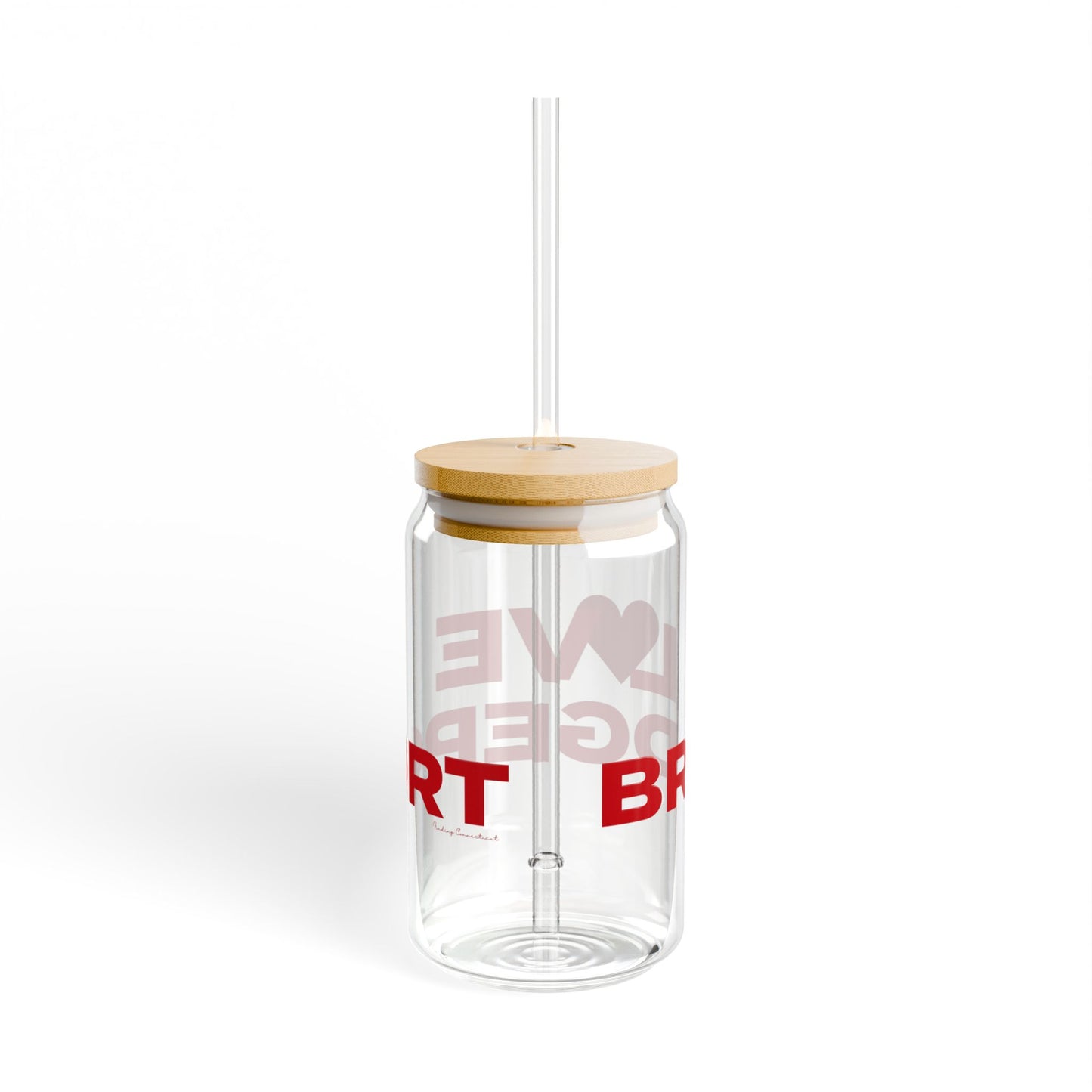 Love Bridgeport Glass Can with Straw and Lid, 16oz
