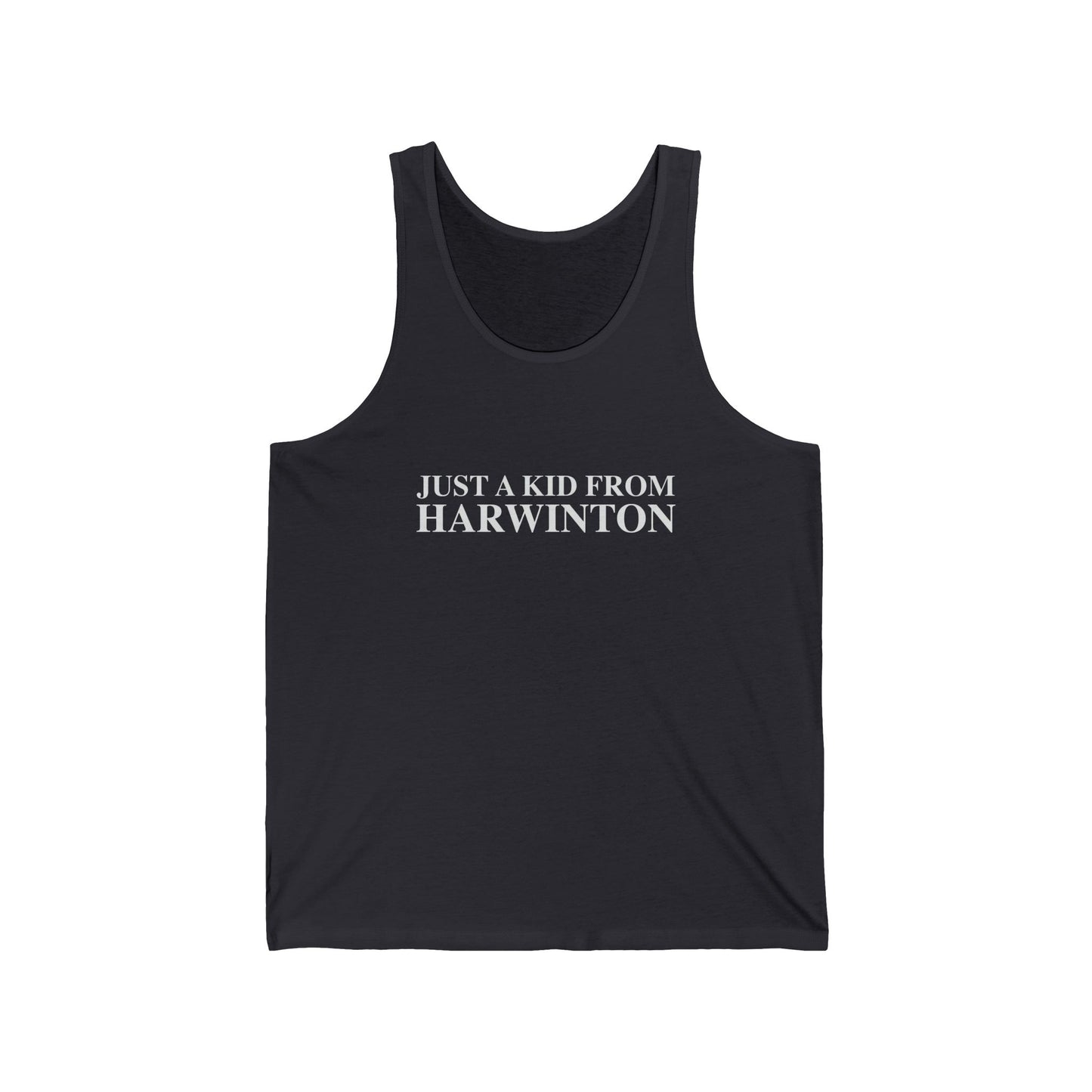Just a kid from Harwinton Unisex Jersey Tank Top