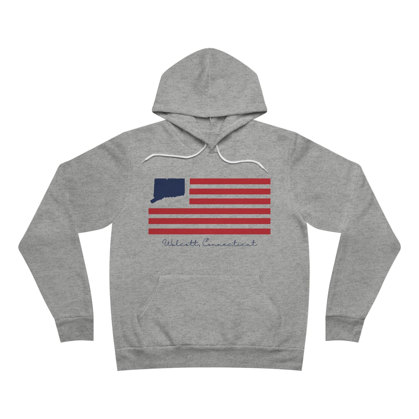 Wolcott Connecticut Flag Unisex Sponge Fleece Pullover Hoodie