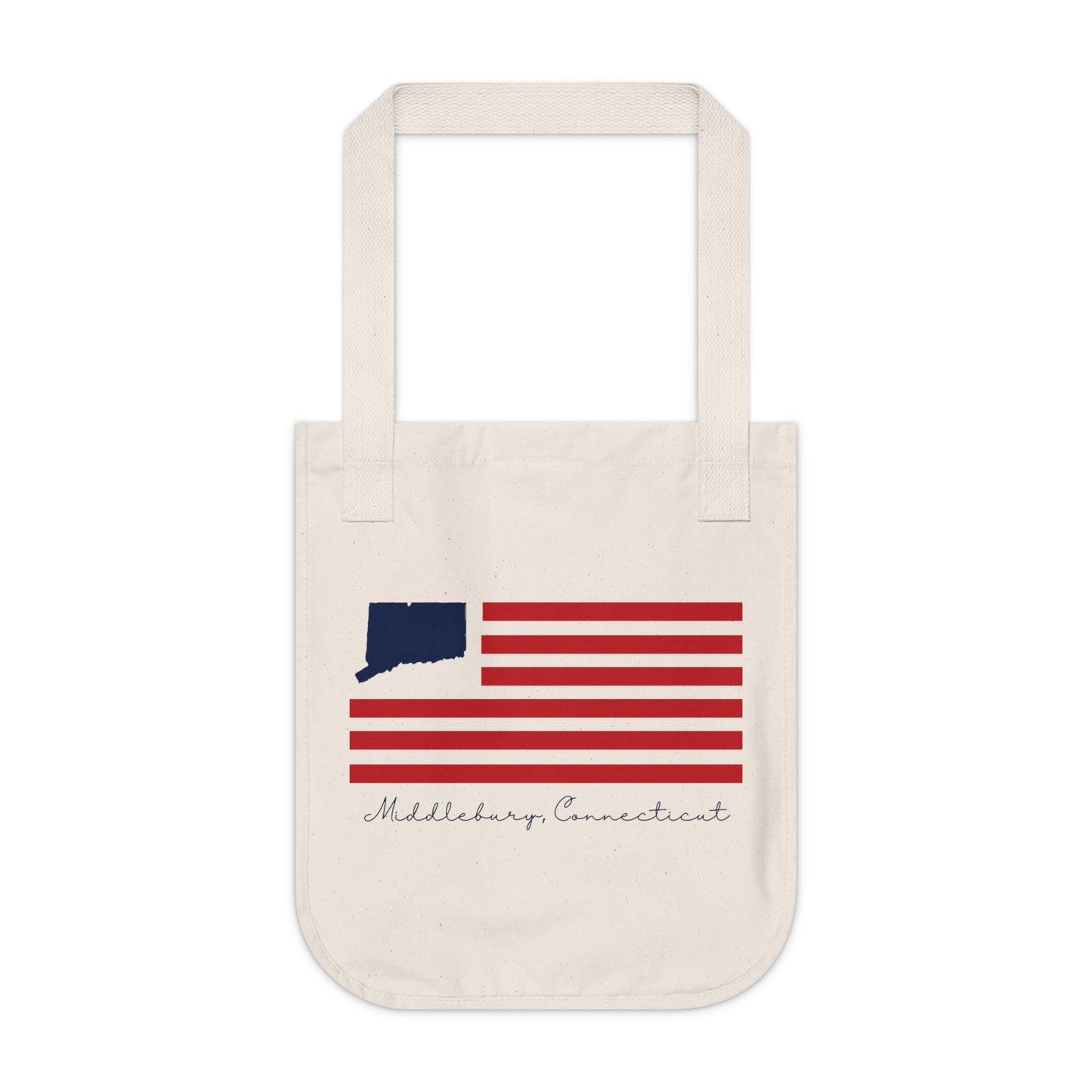 Middlebury Connecticut Flag Organic Canvas Tote Bag