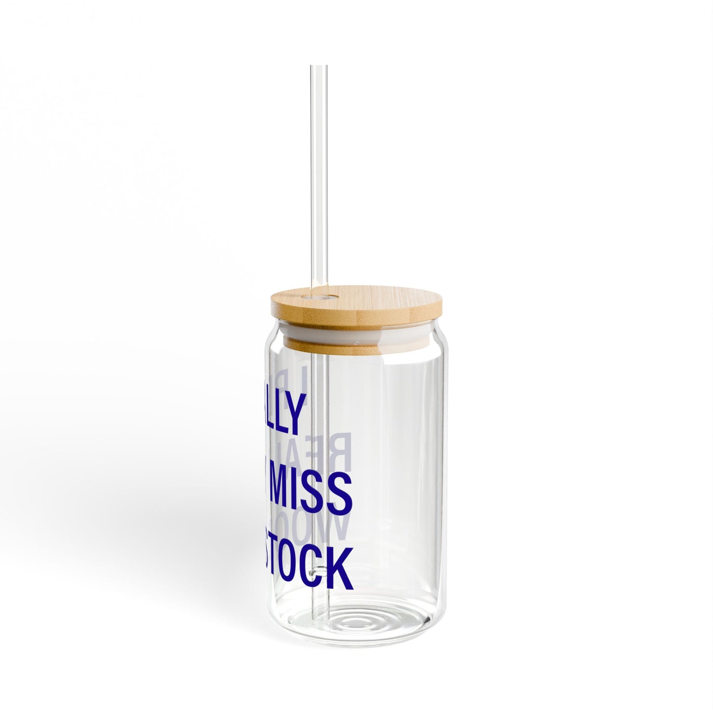 I Really Really Miss Woodstock Glass Can with Straw and Lid, 16oz