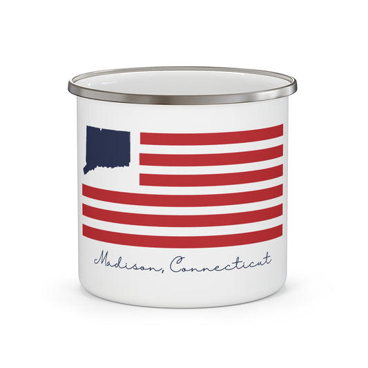 Madison Connecticut Flag Enamel Camping Mug