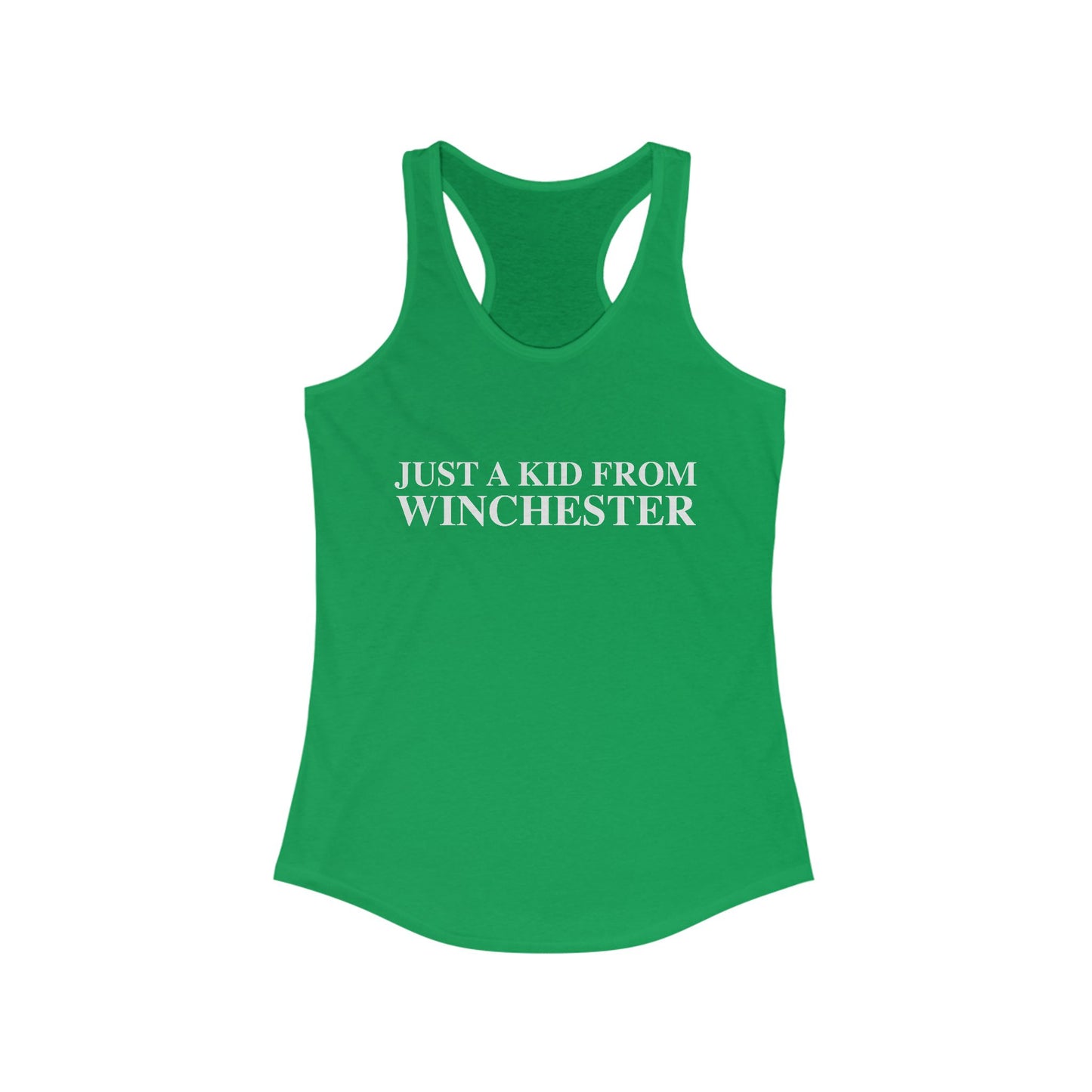 Just a kid from Winchester Women's Ideal Racerback Tank Top