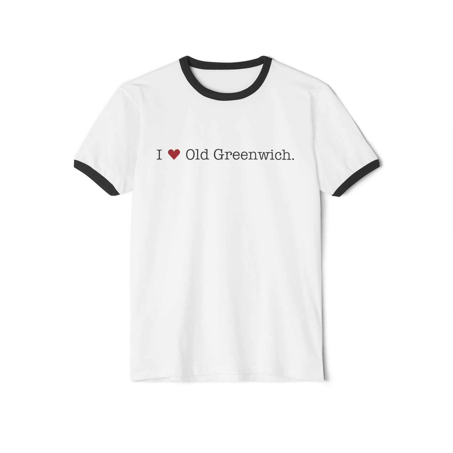 I Heart Old Greenwich. Unisex Cotton Ringer T-Shirt
