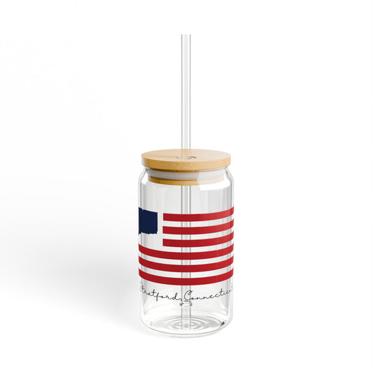 Stratford Connecticut Flag Sipper Glass, 16oz