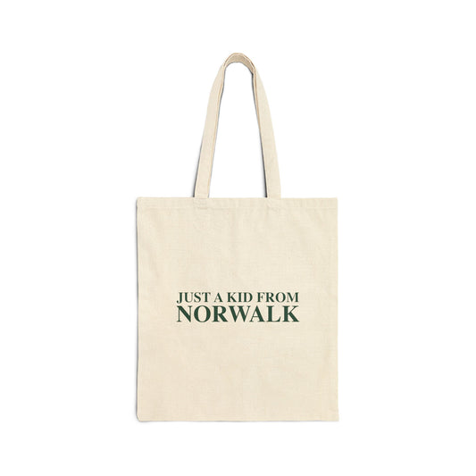 Just a kid from Norwalk Cotton Canvas Tote Bag