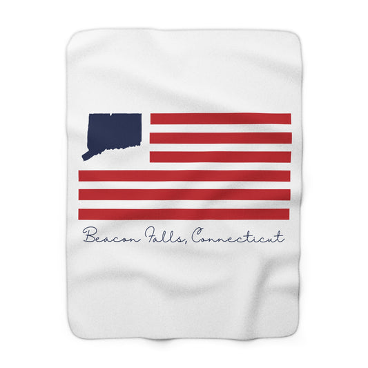 Beacon Falls Connecticut Flag Sherpa Fleece Blanket