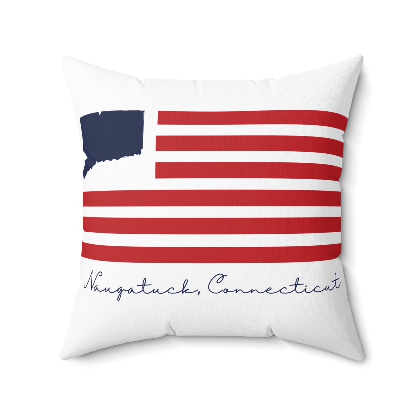 Naugatuck Connecticut Flag Spun Polyester Square Pillow