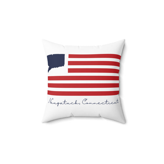 Naugatuck Connecticut Flag Spun Polyester Square Pillow