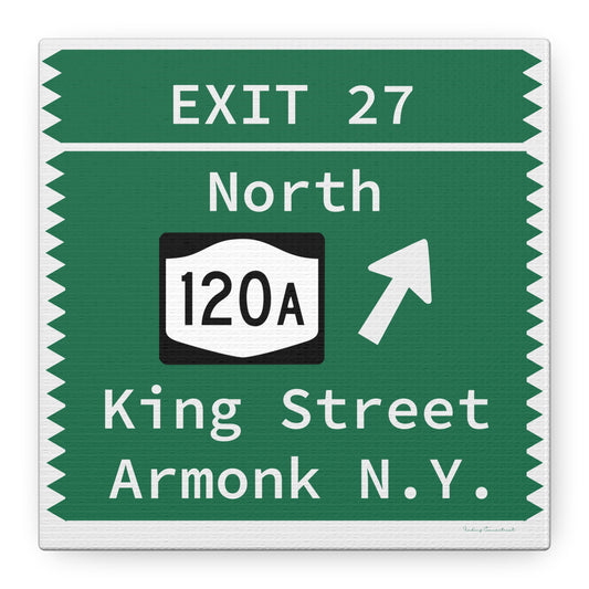 Vintage Merritt Parkway Exit 27 Sign Matte Canvas, Stretched, 1.25"