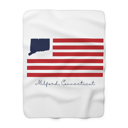 Milford Connecticut Flag Sherpa Fleece Blanket