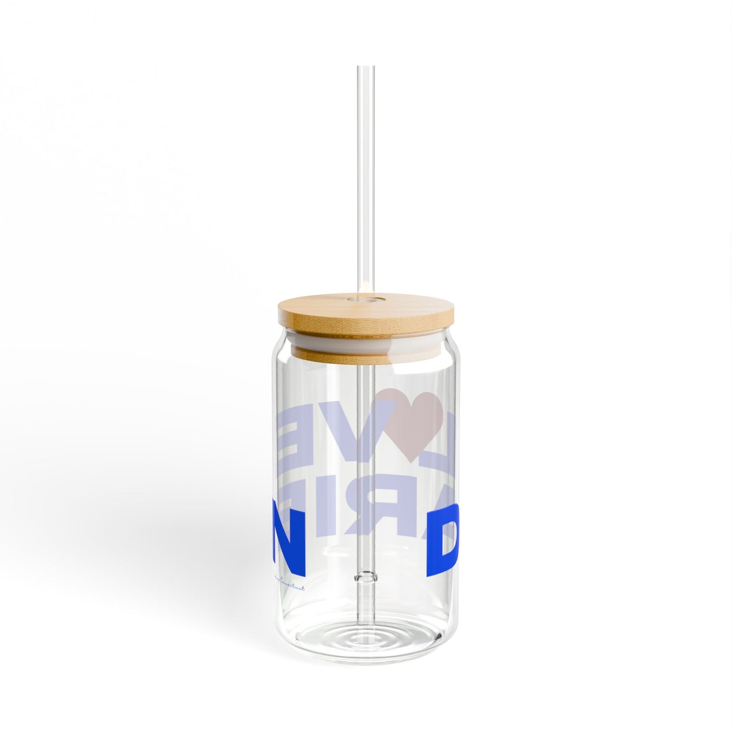 Love Darien Glass Can with Straw and Lid, 16oz