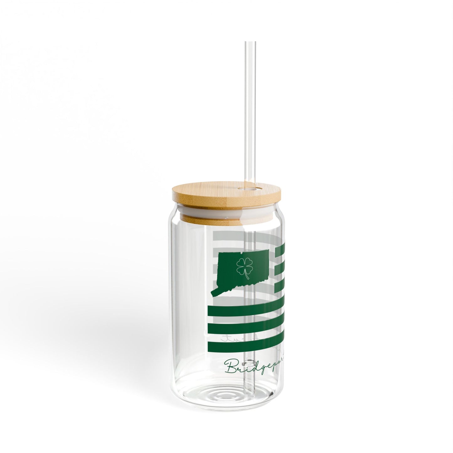 Bridgeport Connecticut St Patrick's Day Flag Sipper Glass, 16oz