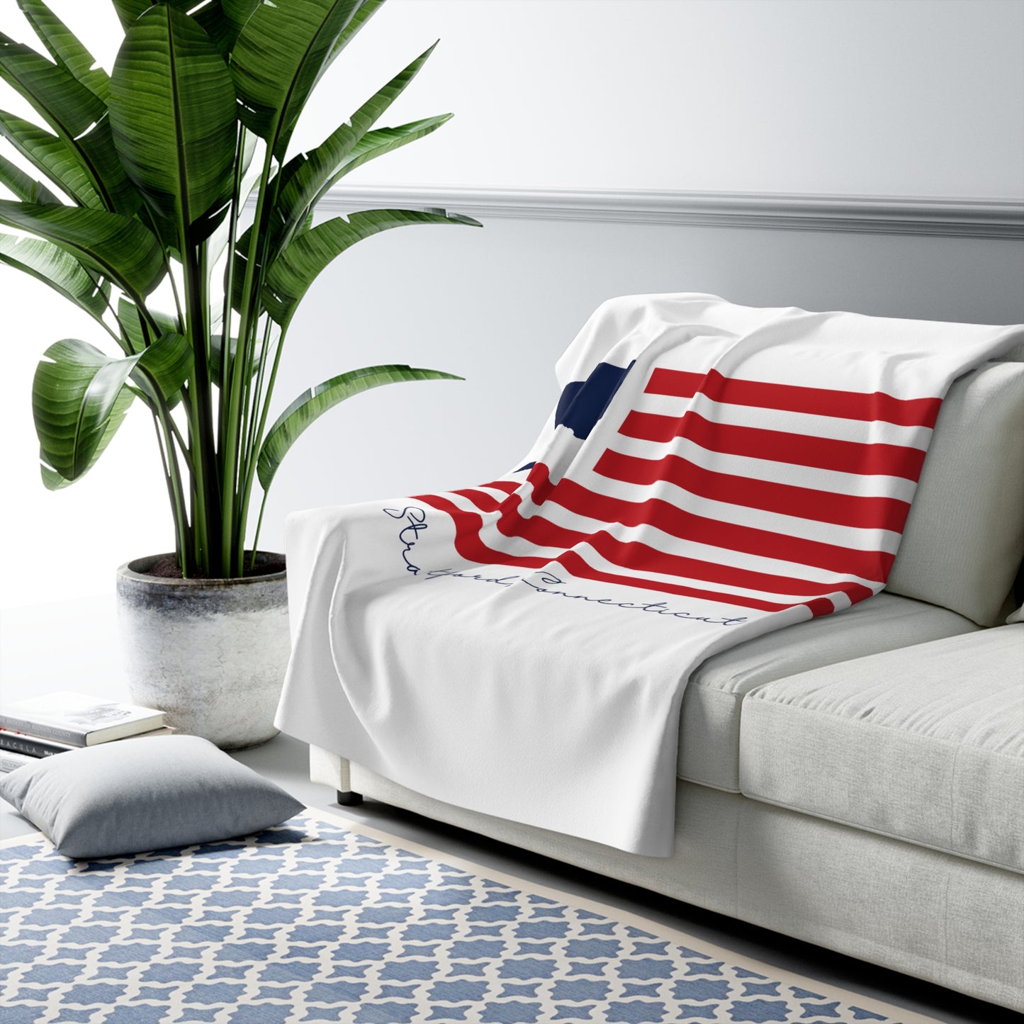 Stratford Connecticut Flag Sherpa Fleece Blanket