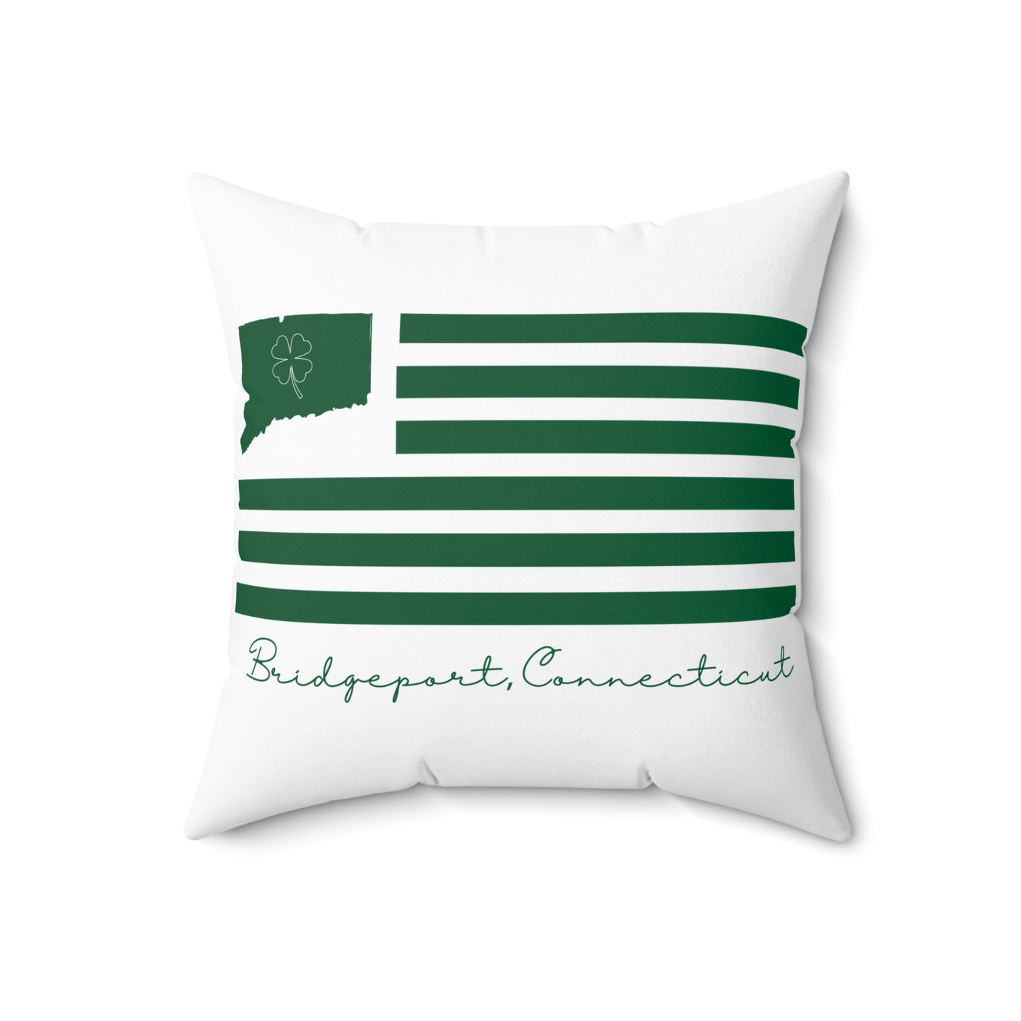 Bridgeport Connecticut St Patrick's Day Flag Spun Polyester Square Pillow