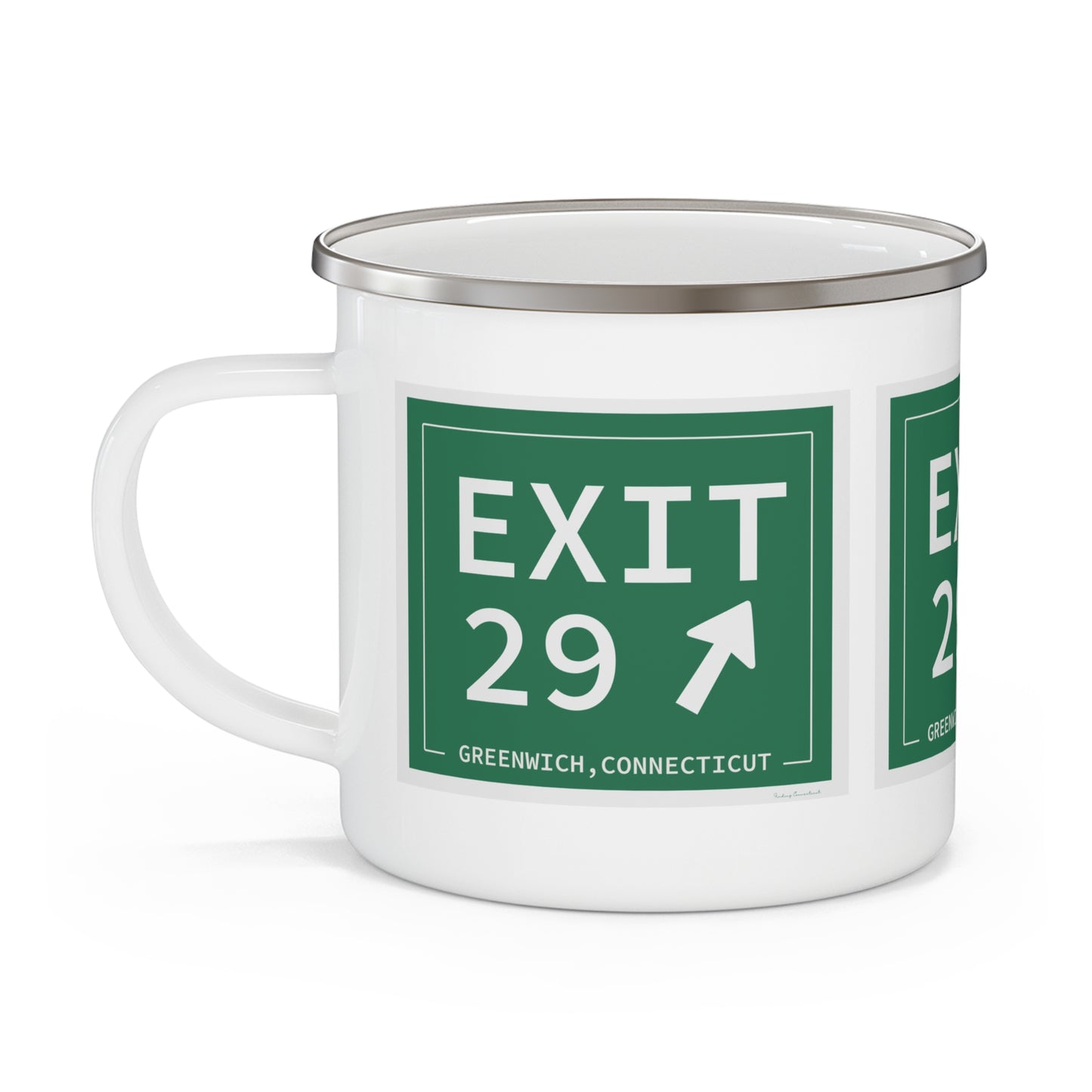 Vintage Exit 29 Merritt Parkway Sign Enamel Camping Mug