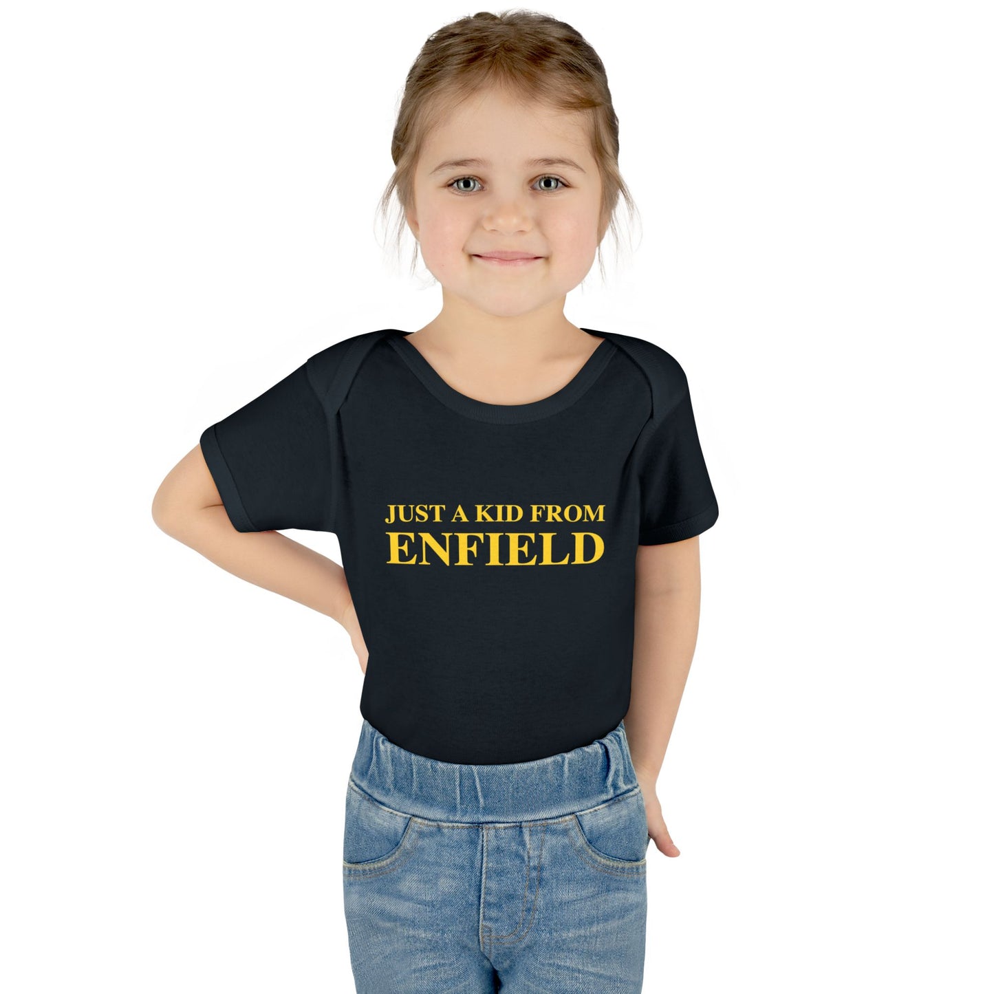Just a kid from Enfield Infant Baby Rib Bodysuit