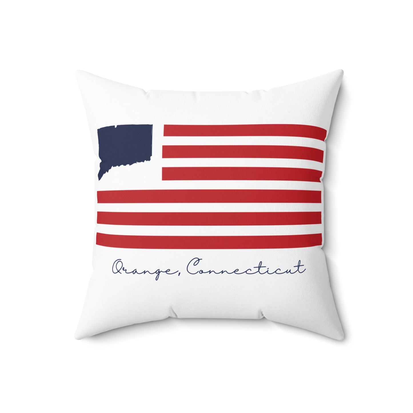 Orange Connecticut Flag Spun Polyester Square Pillow