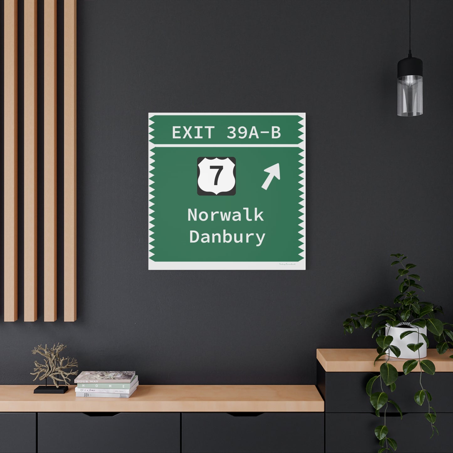 Vintage Merritt Parkway Exit 39 A-B SignMatte Canvas, Stretched, 1.25"