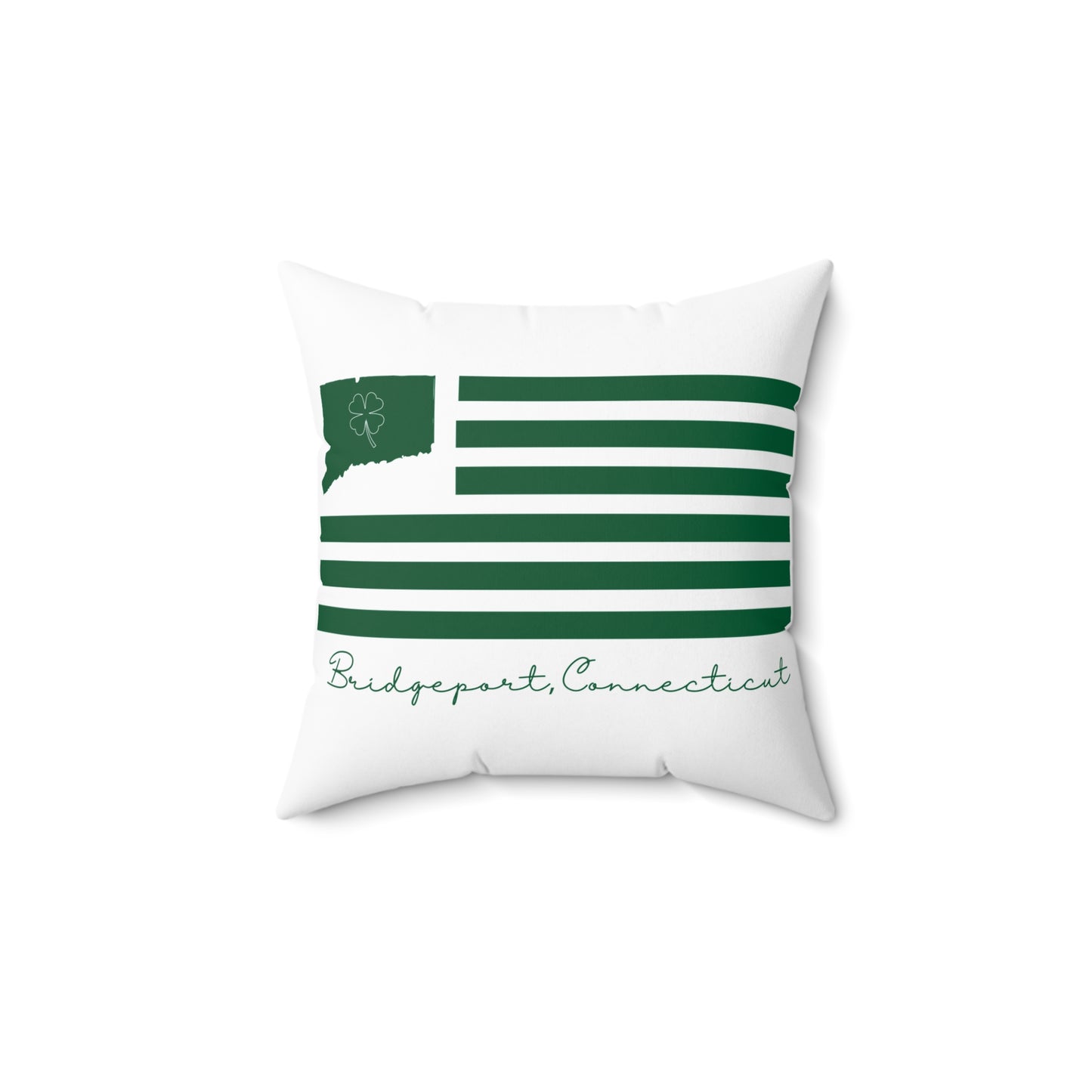 Bridgeport Connecticut St Patrick's Day Flag Spun Polyester Square Pillow