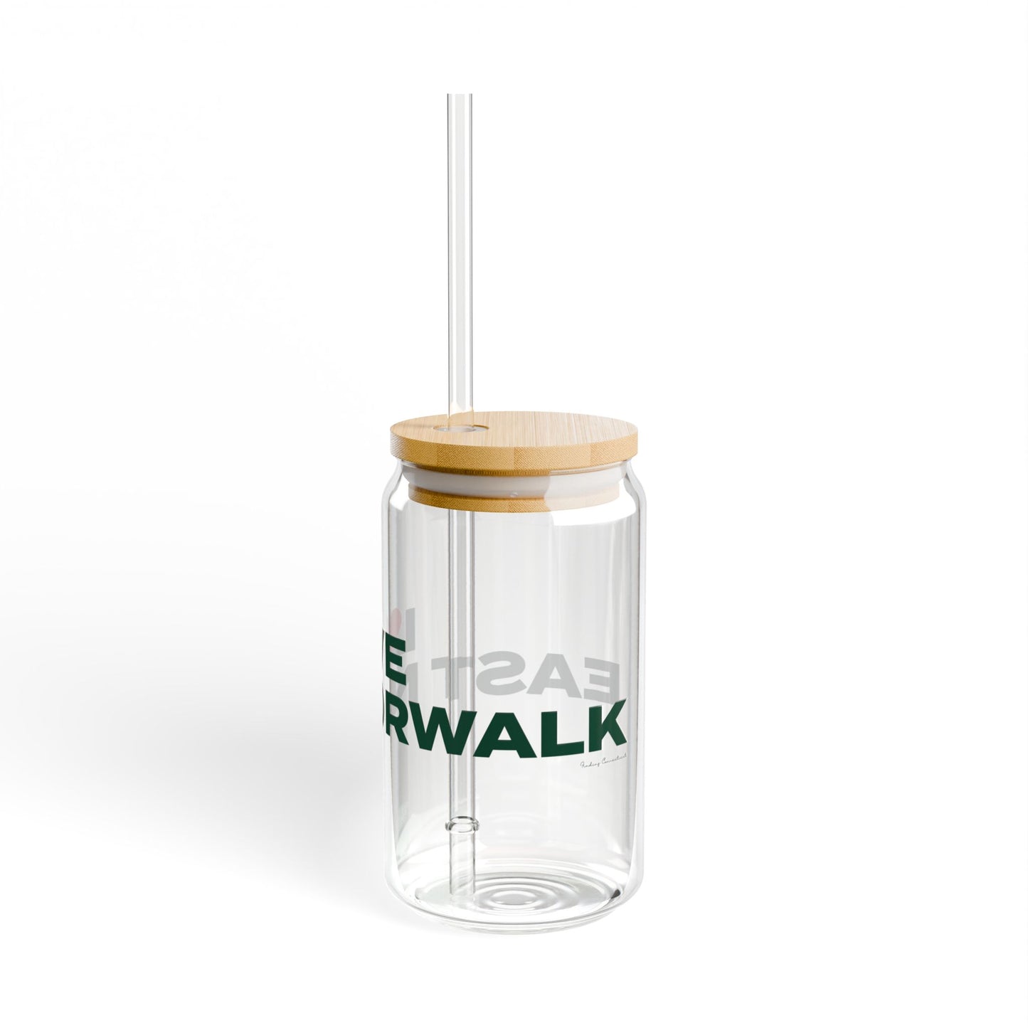 Love East Norwalk Glass Can with Straw and Lid, 16oz
