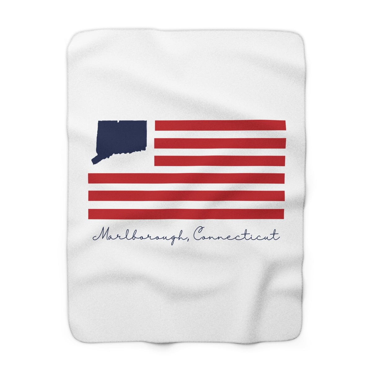 Marlborough Connecticut Flag Sherpa Fleece Blanket