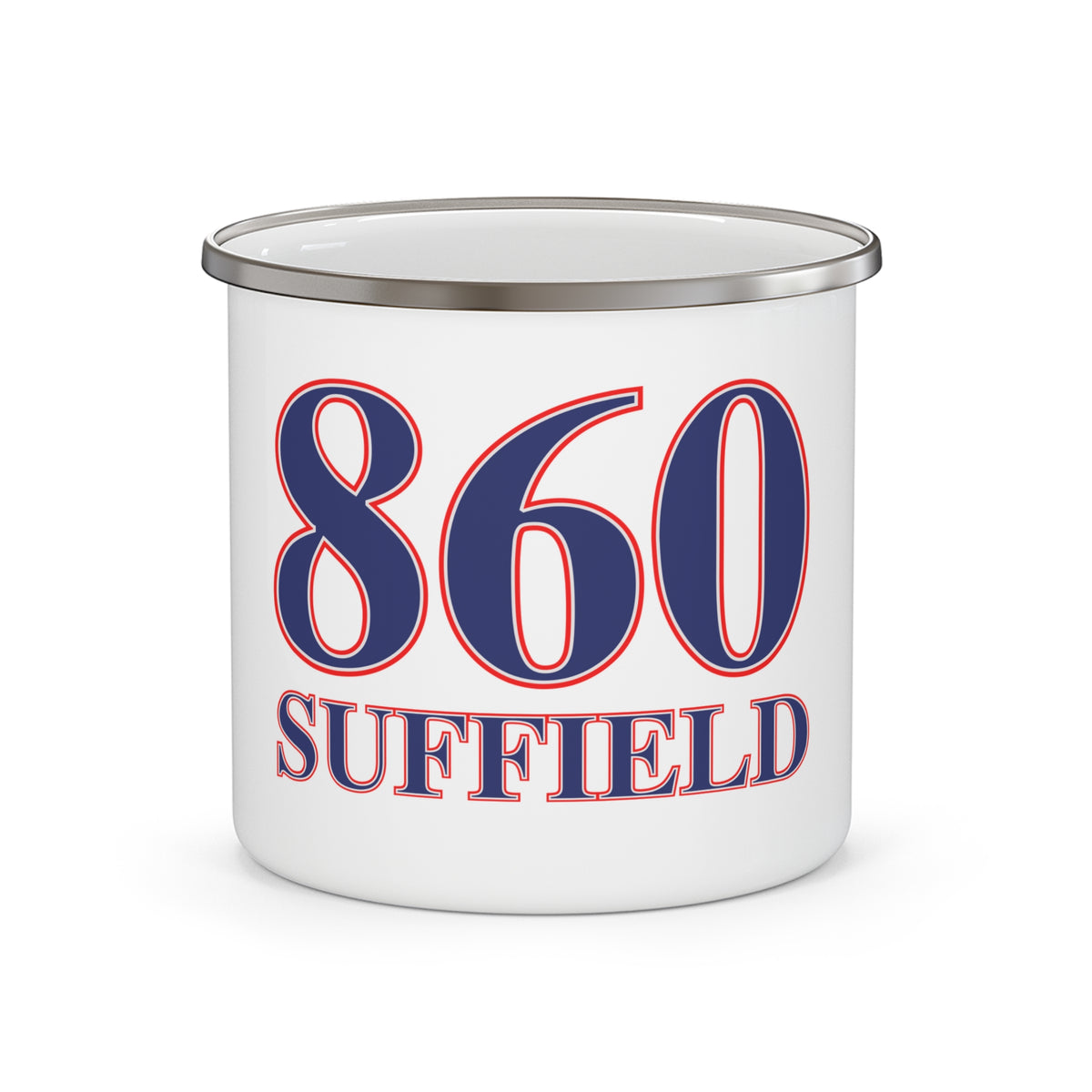 860 Suffield Red, White & Blue Enamel Camping Mug