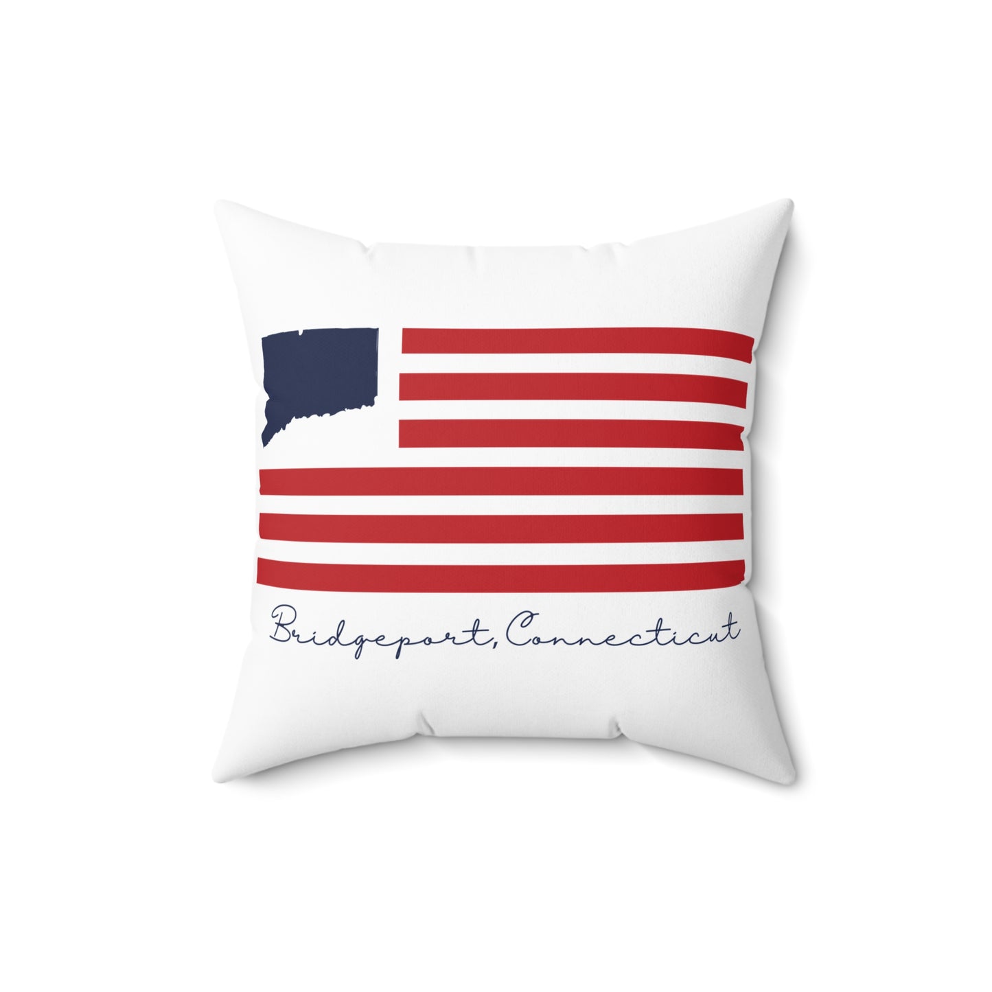 Bridgeport Connecticut Flag Spun Polyester Square Pillow
