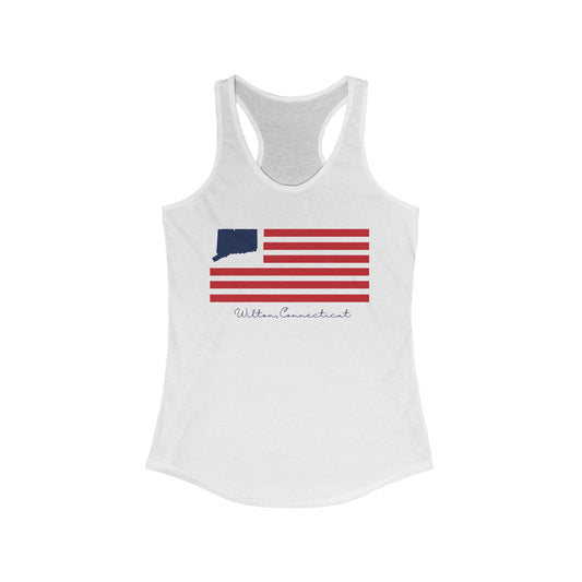 Wilton Connecticut Flag Women's Ideal Racerback Tank Top