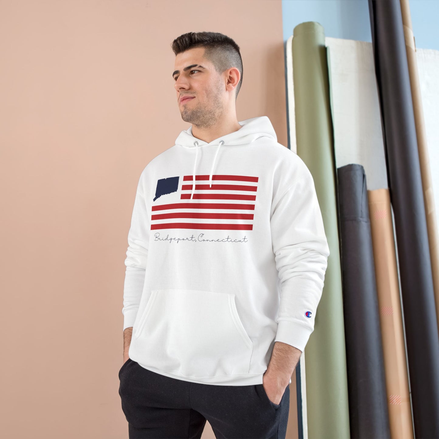 Bridgeport Connecticut Flag Champion Hoodie