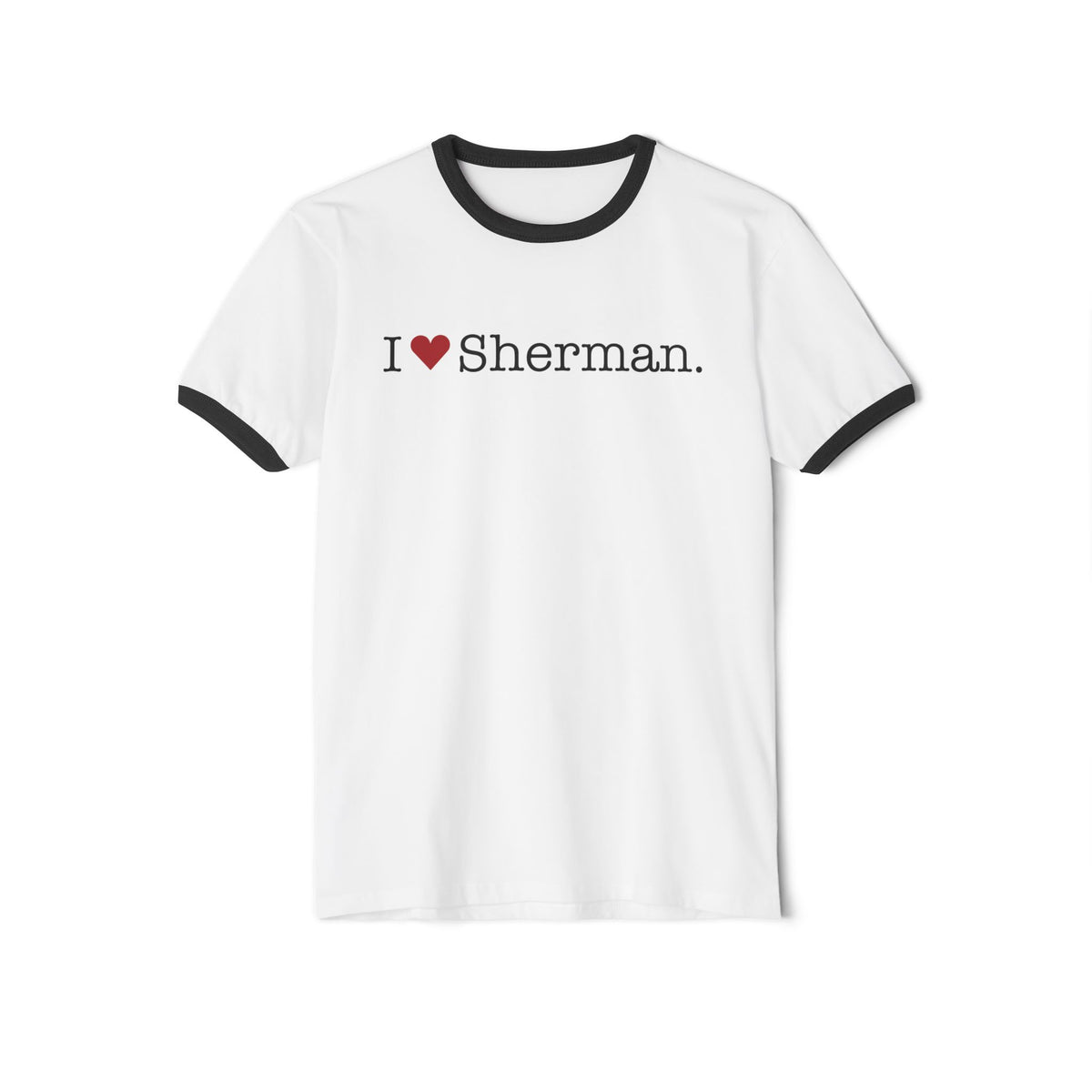 I Heart Sherman. Unisex Cotton Ringer T-Shirt