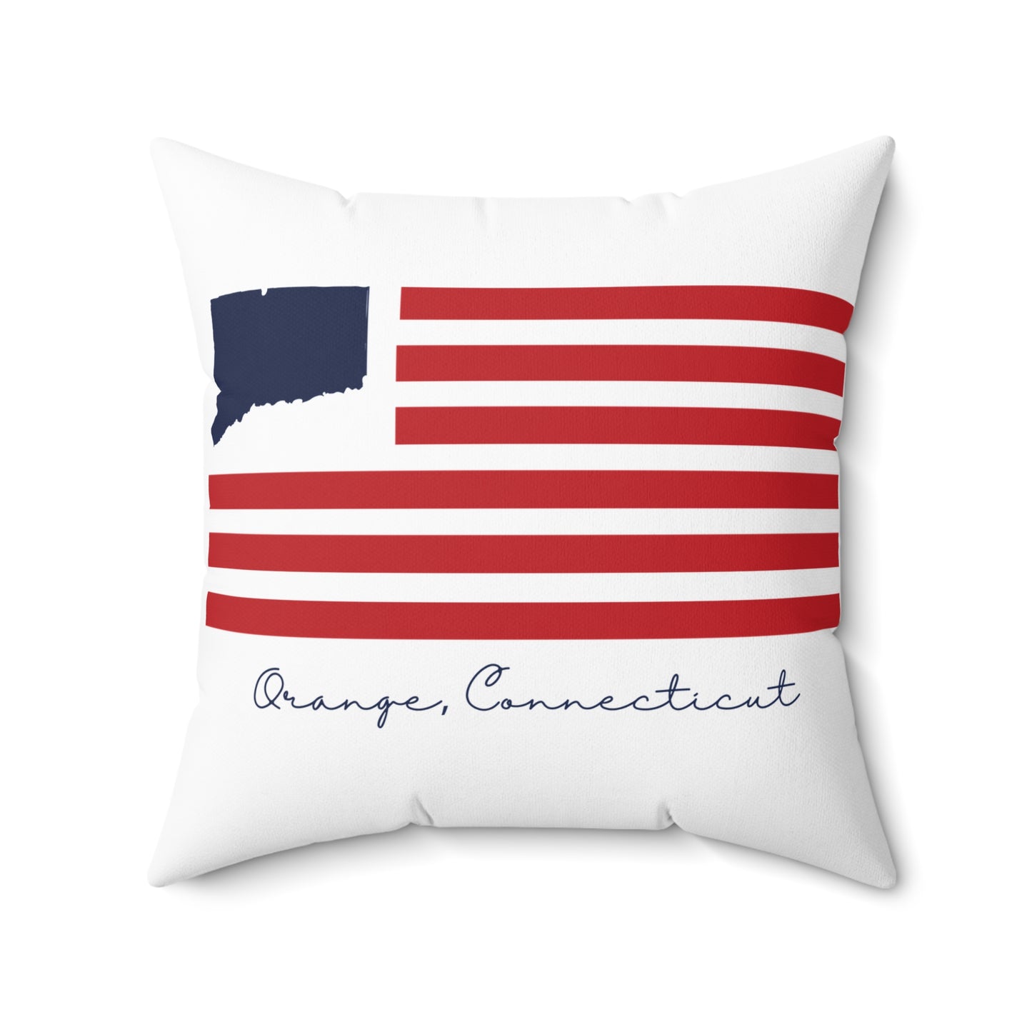 Orange Connecticut Flag Spun Polyester Square Pillow
